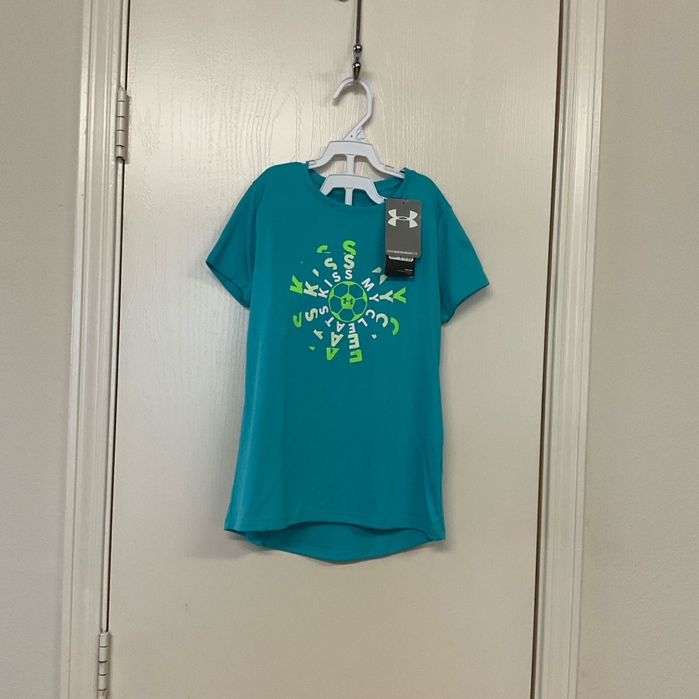 🌺$3.00 final price -Under Armour Teal Short-Sleeve Graphic Performance Tee